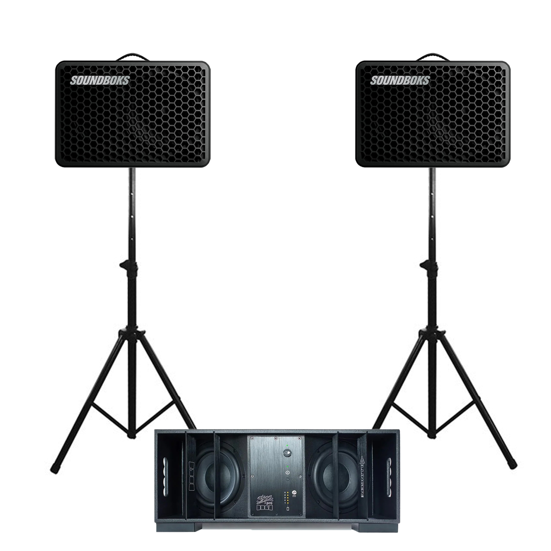 DUAL SOUNDBOKS GO + DFB SUBWOOFER BATTERY POWERED WIRELESS PRO AUDIO KIT
