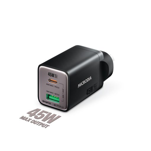 MICRODIA SMARTCUBE NANO 45W DUAL PORT GAN WALL CHARGER - BLACK
