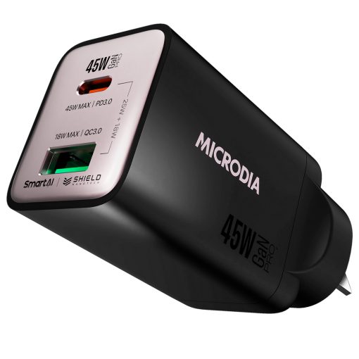 MICRODIA SMARTCUBE NANO 45W DUAL PORT GAN WALL CHARGER - BLACK - Image 2