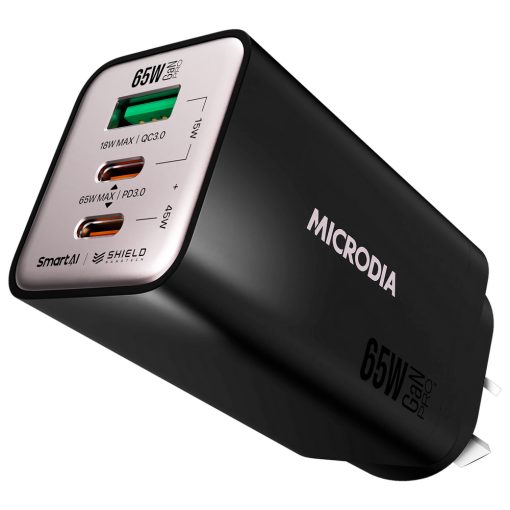 MICRODIA SMARTCUBE NANO 65W TRI PORT GAN WALL CHARGER - BLACK - Image 2