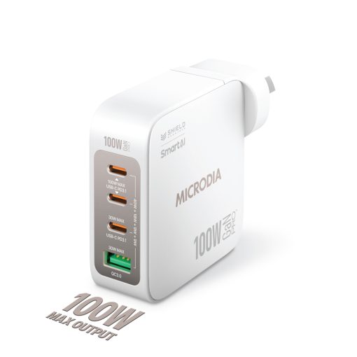 MICRODIA SMARTCUBE NANO 100W 4 PORT GAN WALL CHARGER - WHITE