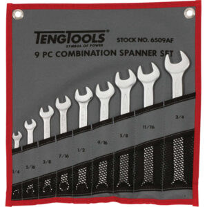 Teng 9pc Combination AF Spanner Set w/Wallet 1/4 - 3/4in