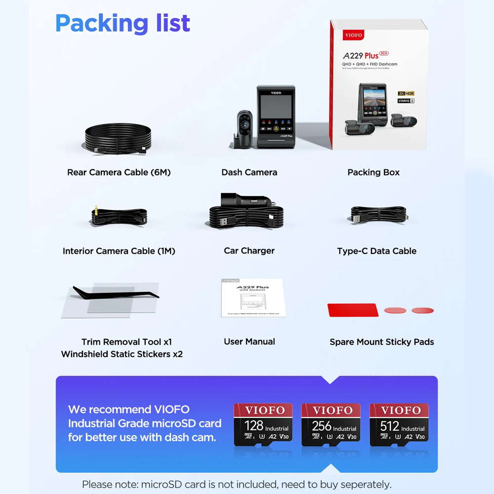 VIOFO DASHCAM A229 PLUS 2K FRONT + IR REAR 5GHZ WIFI + GPS - Image 6