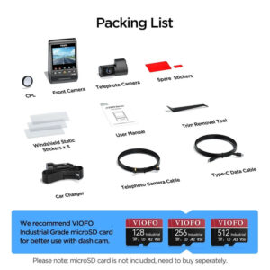 VIOFO DASHCAM A329 4K FRONT + 2K TELEPHOTO REAR CHANNEL WIFI 6 GPS - Image 3
