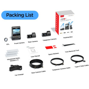 VIOFO DASHCAM A329 4K FRONT + 2K REAR + 2K TELEPHOTO WIFI 6 GPS - Image 3