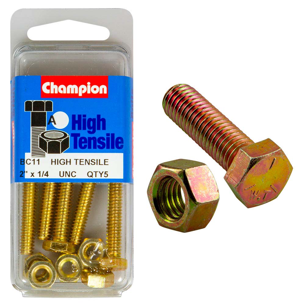 Champion 2 x 1/4in Set Screw & Nut (A) - GR5