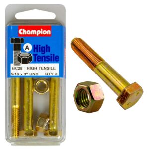 Champion 3 x 5/16in Bolt & Nut (A) - GR5