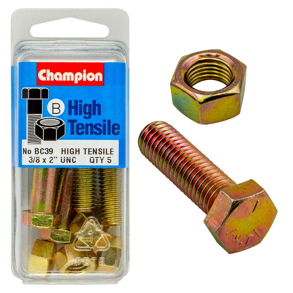 Champion 2in x 3/8in Bolt And Nut (B) - GR5
