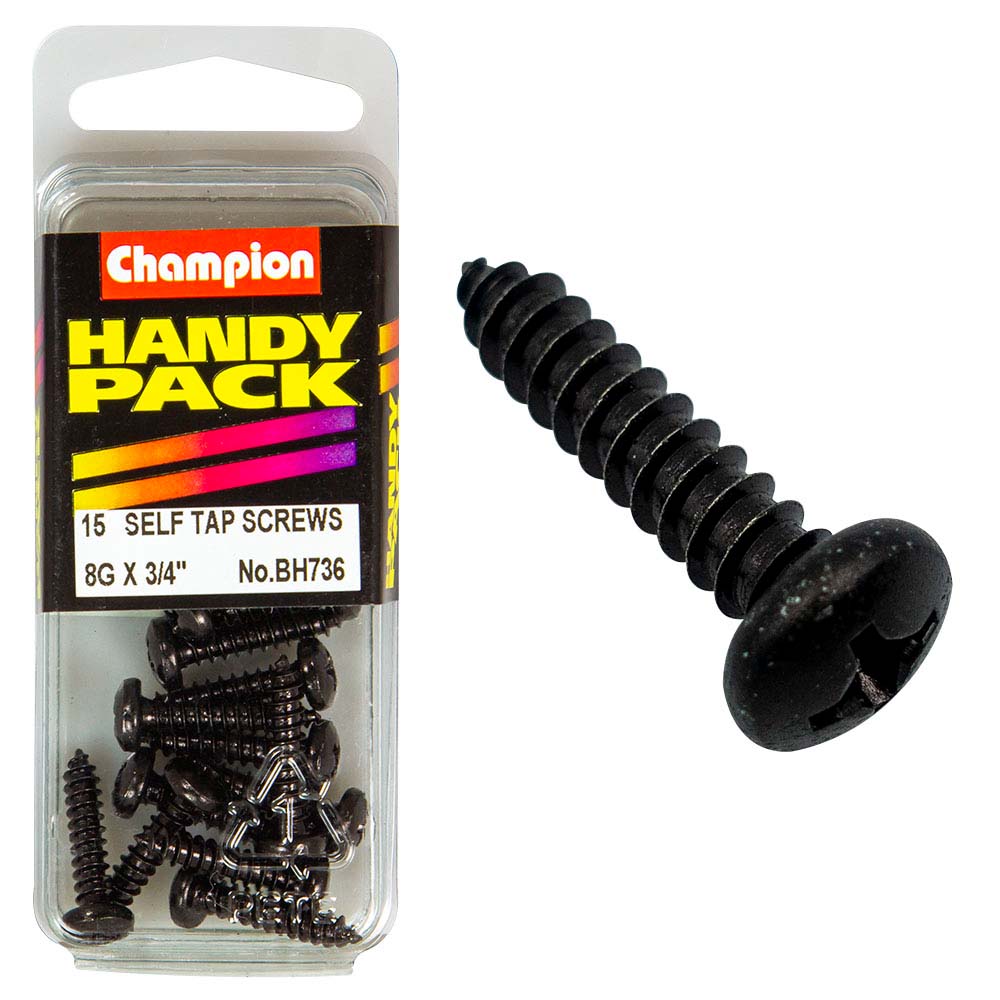 Champion 8G x 3/4in S/Tap Set Screw - Black Zinc