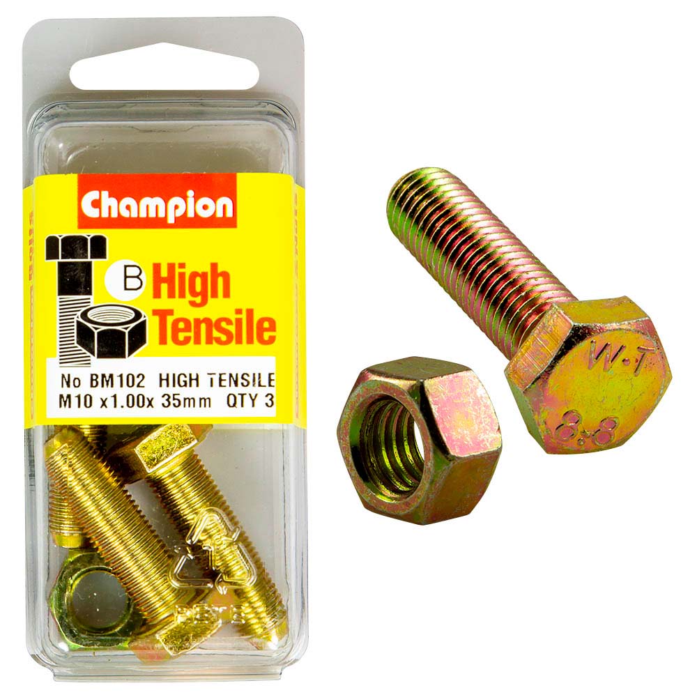 Champion M10 x 35 x 1.00 Set Screw & Nut (B) - GR8.8