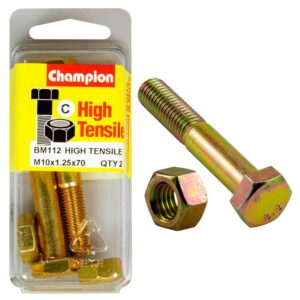 Champion M10 x 70 x 1.25 Bolt & Nut (C) - GR8.8