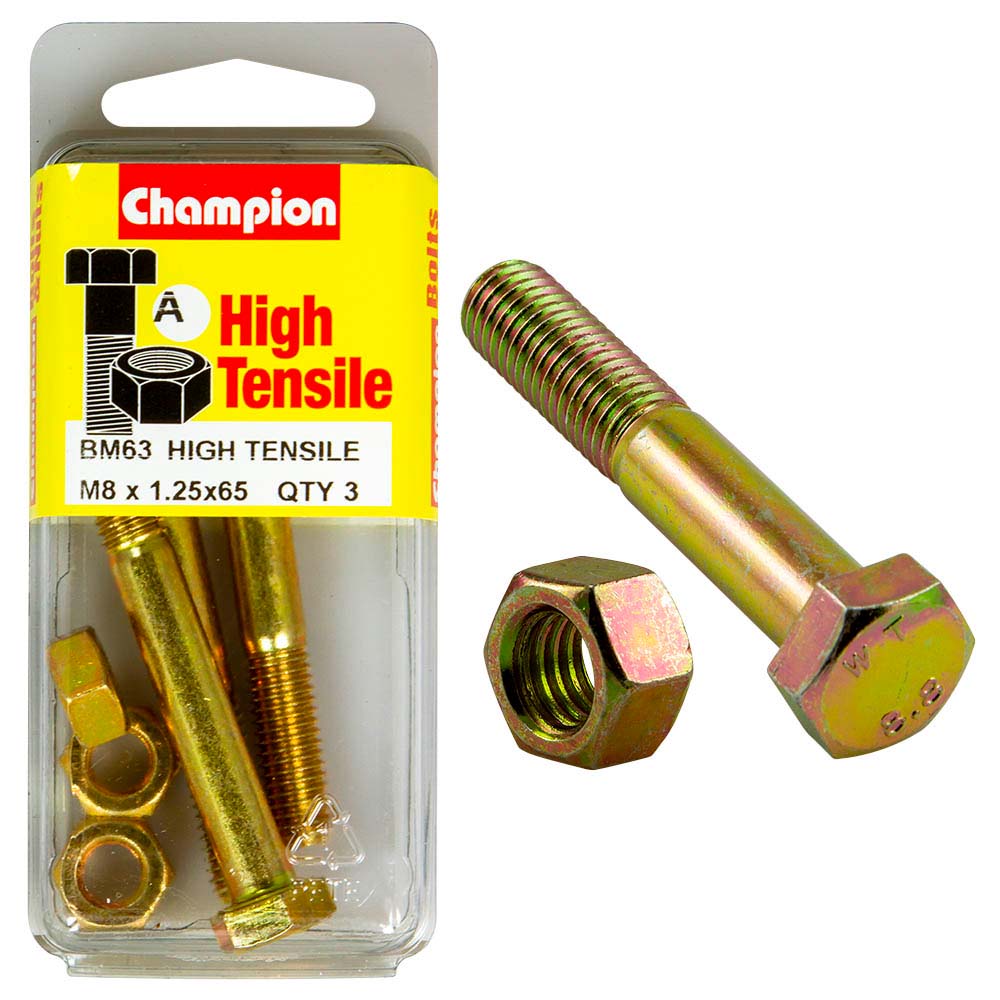Champion M8 x 65 Bolt & Nut (A) - GR8.8
