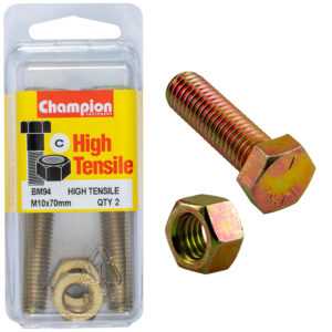 Champion Hex Set Screw High Tensile M10x70mm Grade 8.8 - 2pk