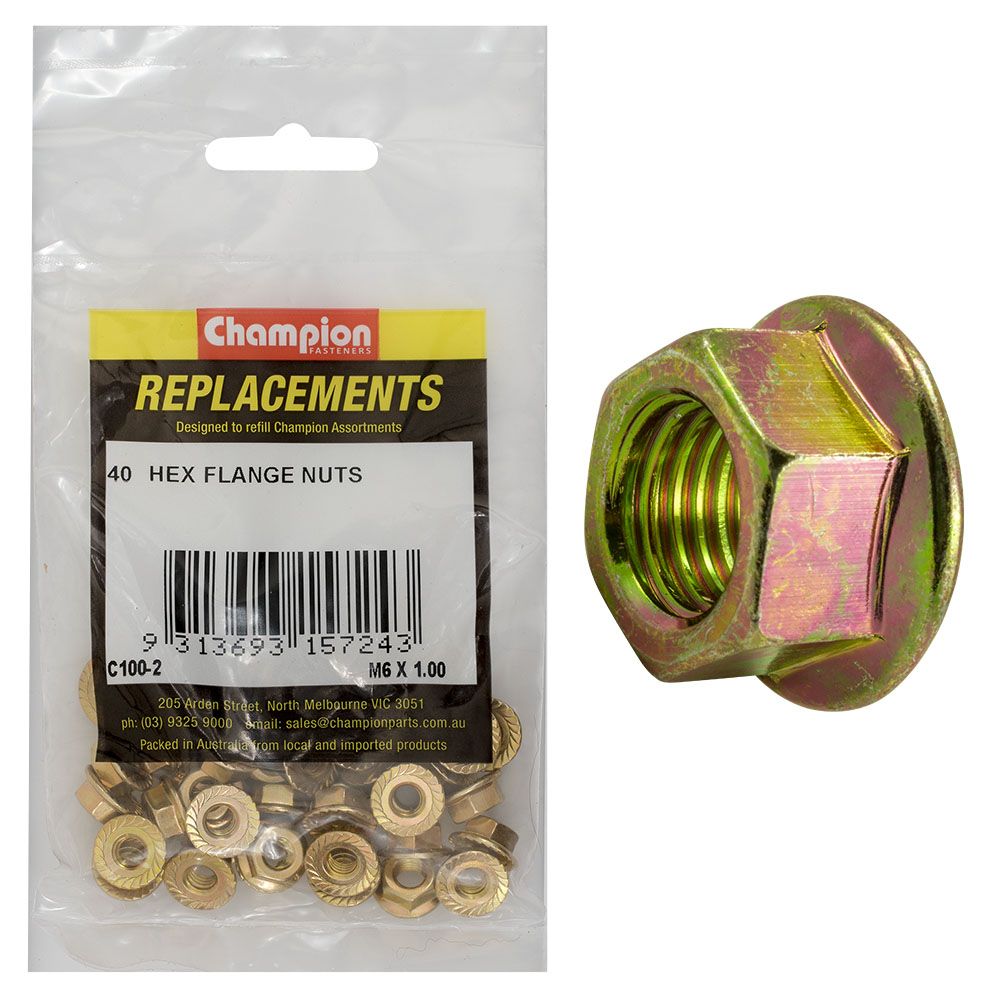 Champion M6 x 1.00 Hex Flange Nut -40pk