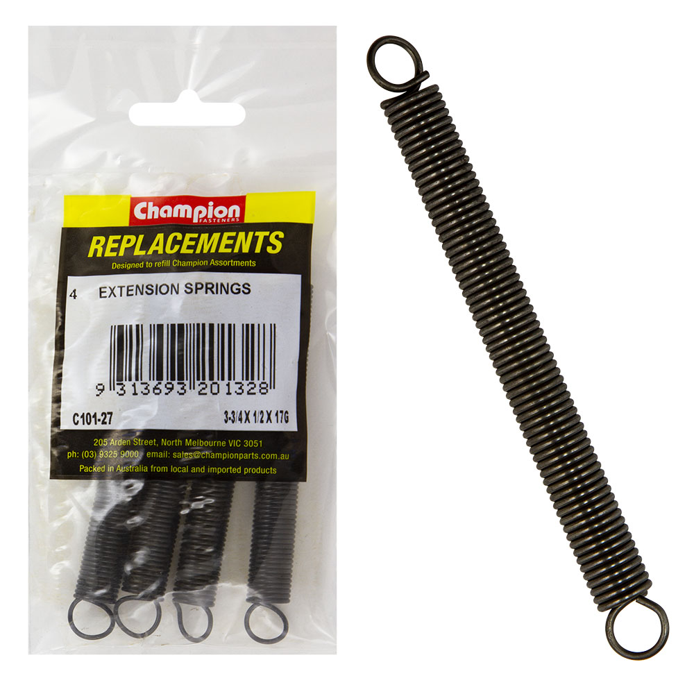 Champion 95 x 12 x 1.4mm Extension Spring -4pk