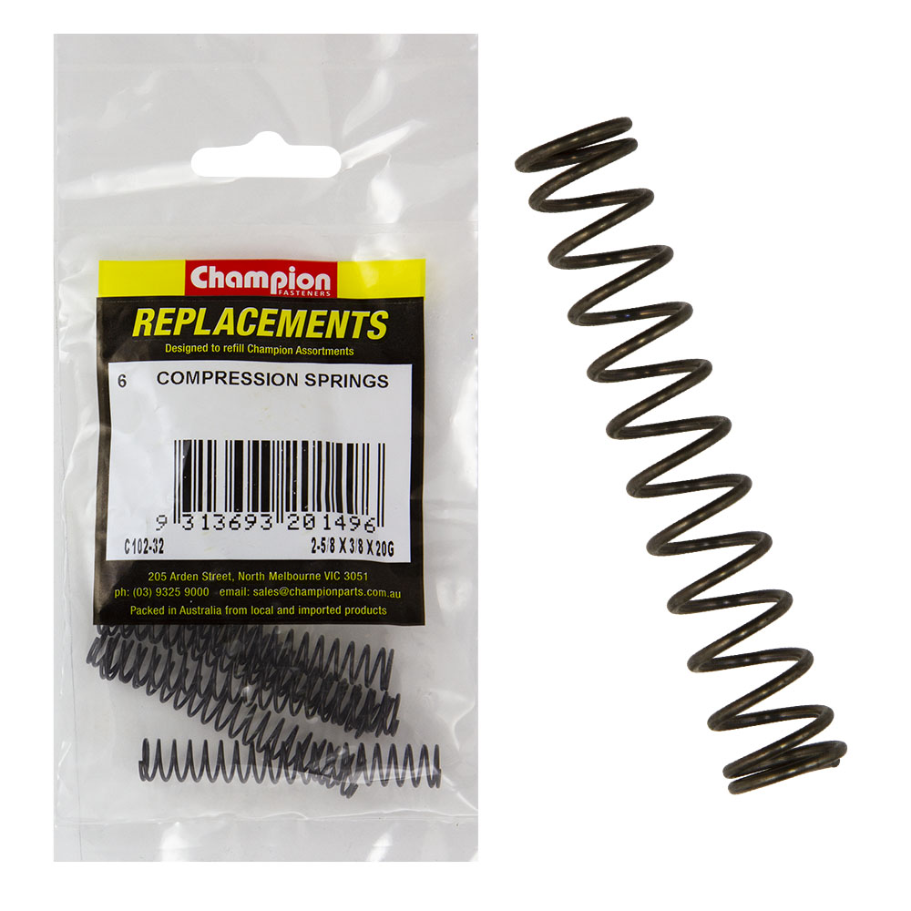 Champion 65 x 10 x 0.9mm Compression Spring-6pk