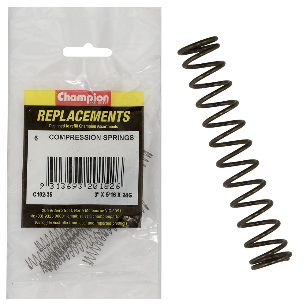 Champion 75 x 8 x 0.5mm Compression Spring-6pk