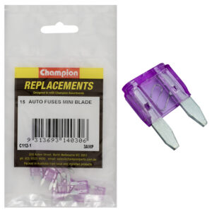 Champion 3Amp Mini Blade Fuse (Violet) -15pk
