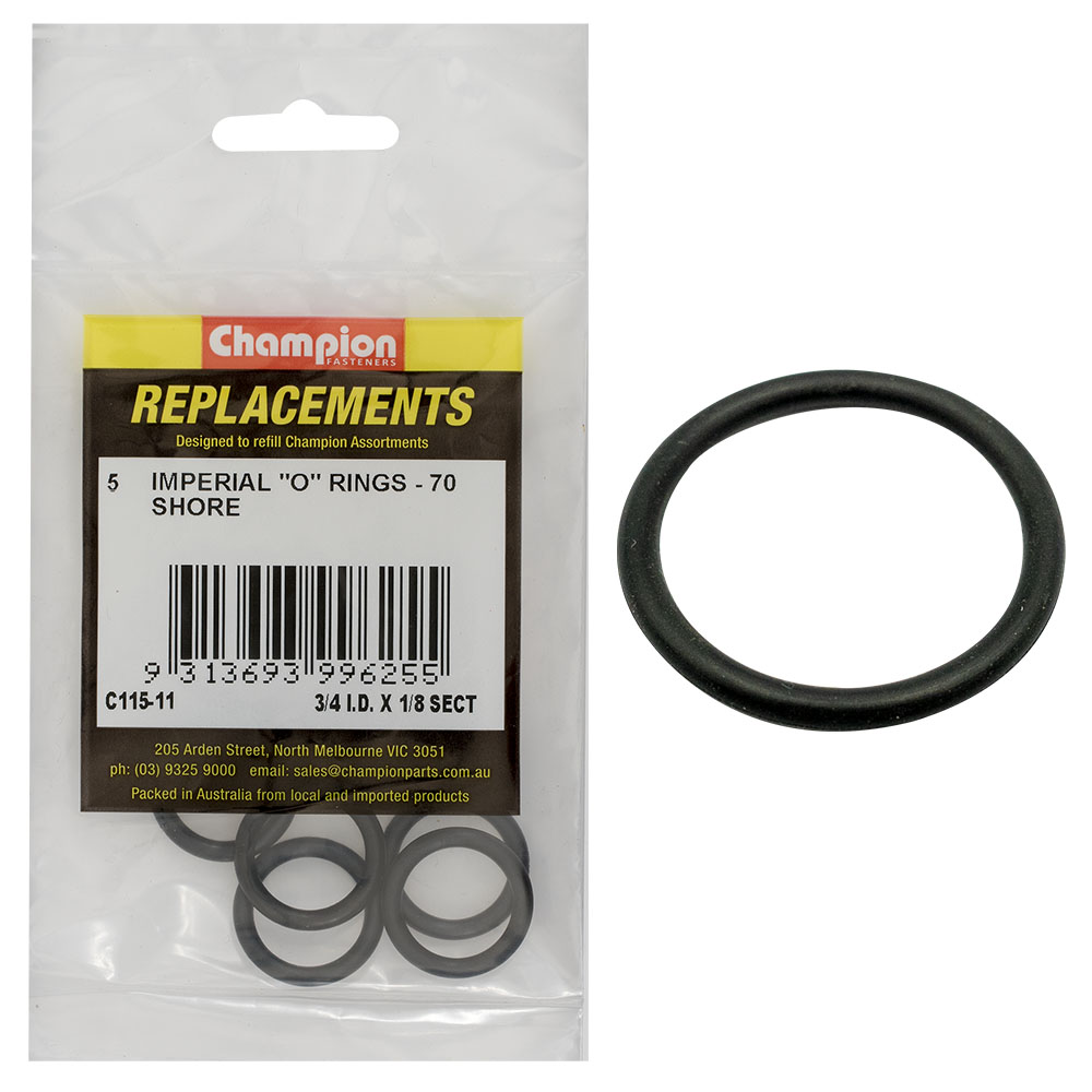 Champion 3/4in (I.D.) x 1/8in Imperial O-Ring -5pk