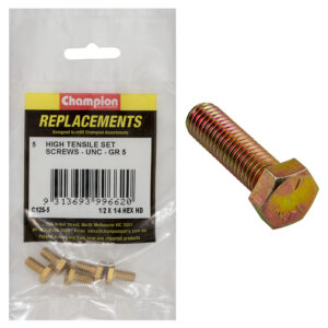 Champion 1/4in x 1/2in UNC Set Screw -Gr5 -5pk