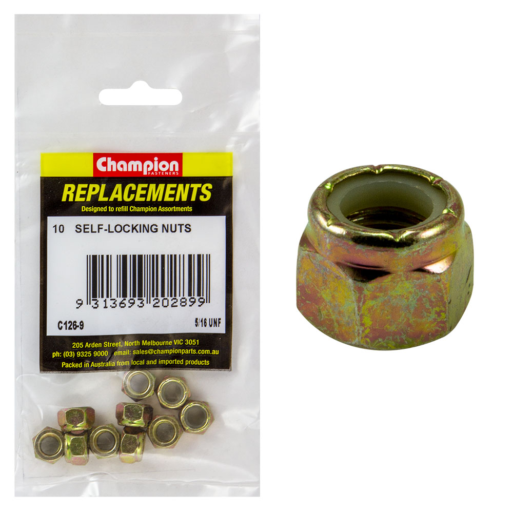 Champion 5/16in UNF Nylon insert Self-Locking Nut -10pk
