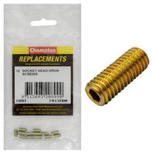 Champion 3/16in x 3/8in BSW Socket Grub Screw -12pk