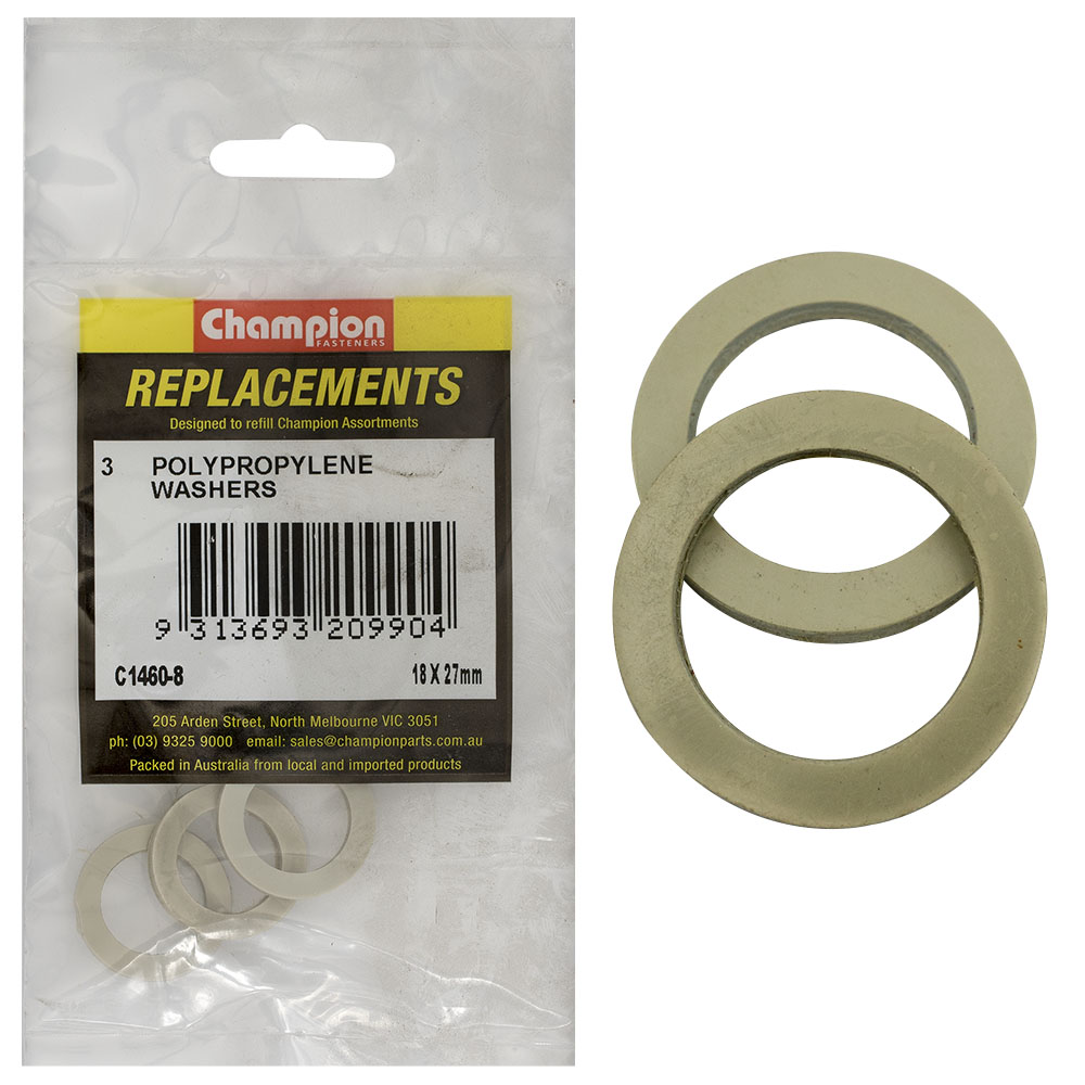 Champion M18 x 27mm x 2.4mm Polypropylene Washer -3pk