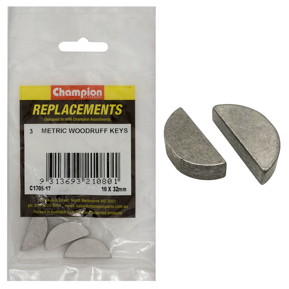 Champion 10 x 32mm Metric Woodruff Keys -3pk