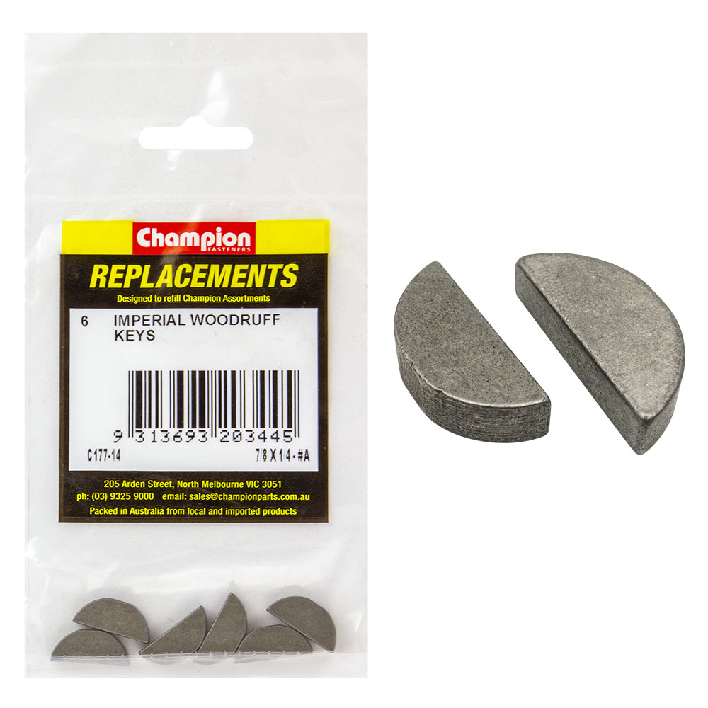 Champion 7/8in x 1/4in Wka Woodruff Key -6pk