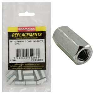 Champion 3/16in x 3/4in UNC Hex Coupler Nut -10pk