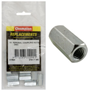 Champion 5/16in x 1in UNC Hex Coupler Nut -10pk