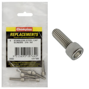 Champion 1/4in x 1in BSW Socket Cap Screw 316/A4 -6pk