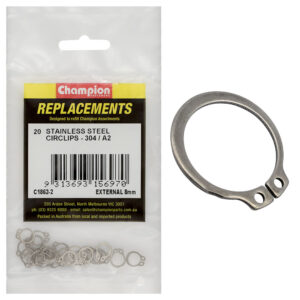 Champion 8mm Stainless External Circlip 304/A2 -20pk