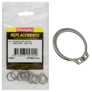 Champion 16mm Stainless External Circlip 304/A2 -10pk