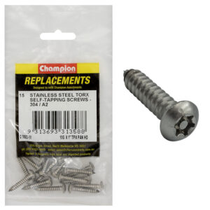 Champion 10G x 1in Self-Tapping Screw Pan Tpx 304/A2 -15pk