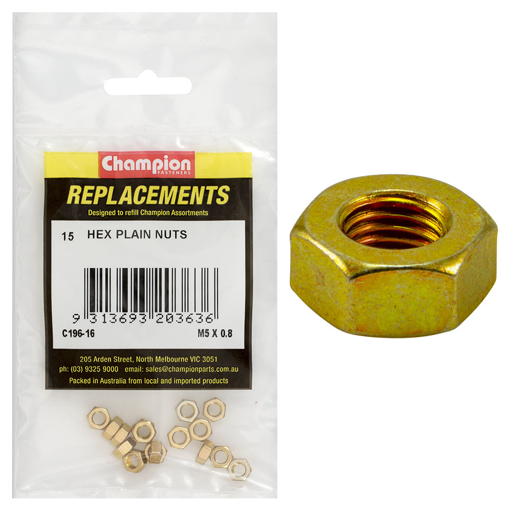 Champion M5 x 0.8 Hexagon Nut -15pk