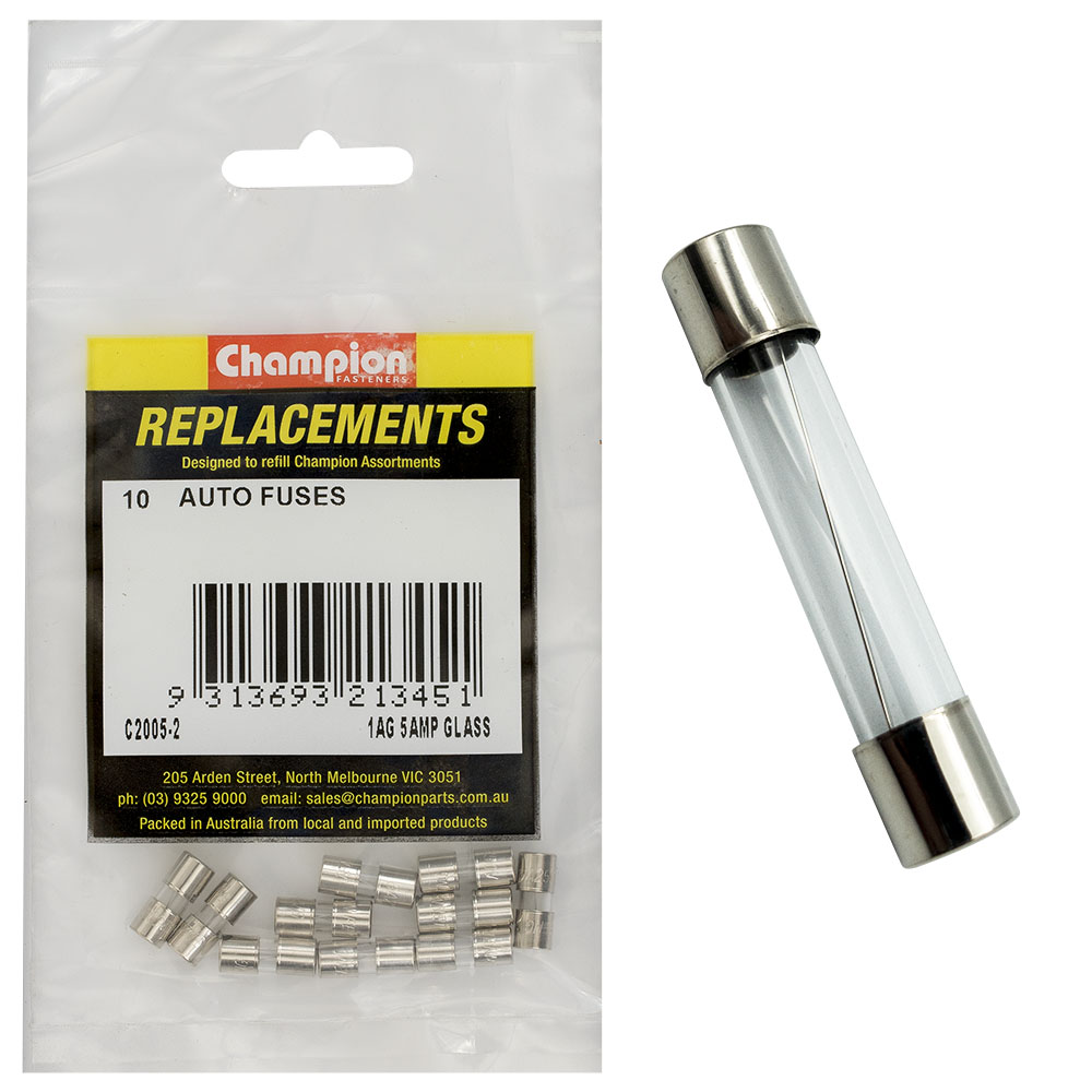 Champion 1Ag 5Amp Glass Fuse -10pk