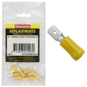 Champion Crimp Terminals Blade Male Yellow 6.3mm - 10pk