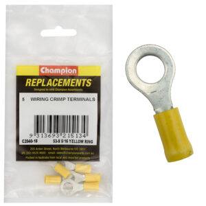 Champion Crimp Terminals Ring Yellow 8mm - 5pk