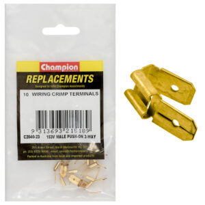 Champion Crimp Terminals Male Push On 2 Way Connector - 10pk