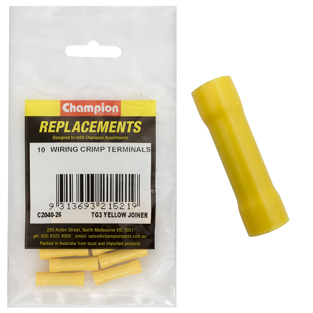 Champion Crimp Terninal Butt Splice Yellow - 10pk