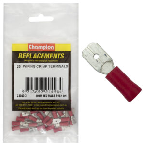 Champion Crimp Terminals Blade Male Red 6.3mm - 25pk