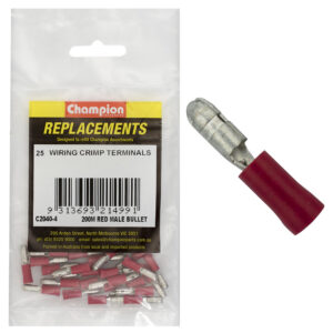 Champion Crimp Terminals Bullet Male Red 4mm - 25pk