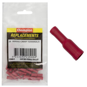 Champion Crimp Terminals Bullet Female Red 4mm - 25pk