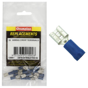 Champion Crimp Terminals Blade Female Blue 6.3mm - 20pk