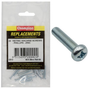 Champion M3 x 25mm Machine Screw P/H Phillips -20pk