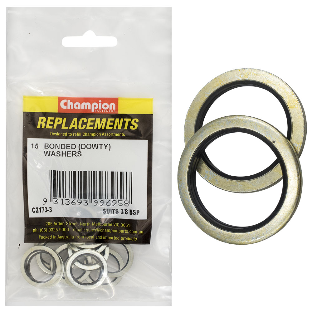 Champion Dowty Washer Suits 3/8 BSP -15pk
