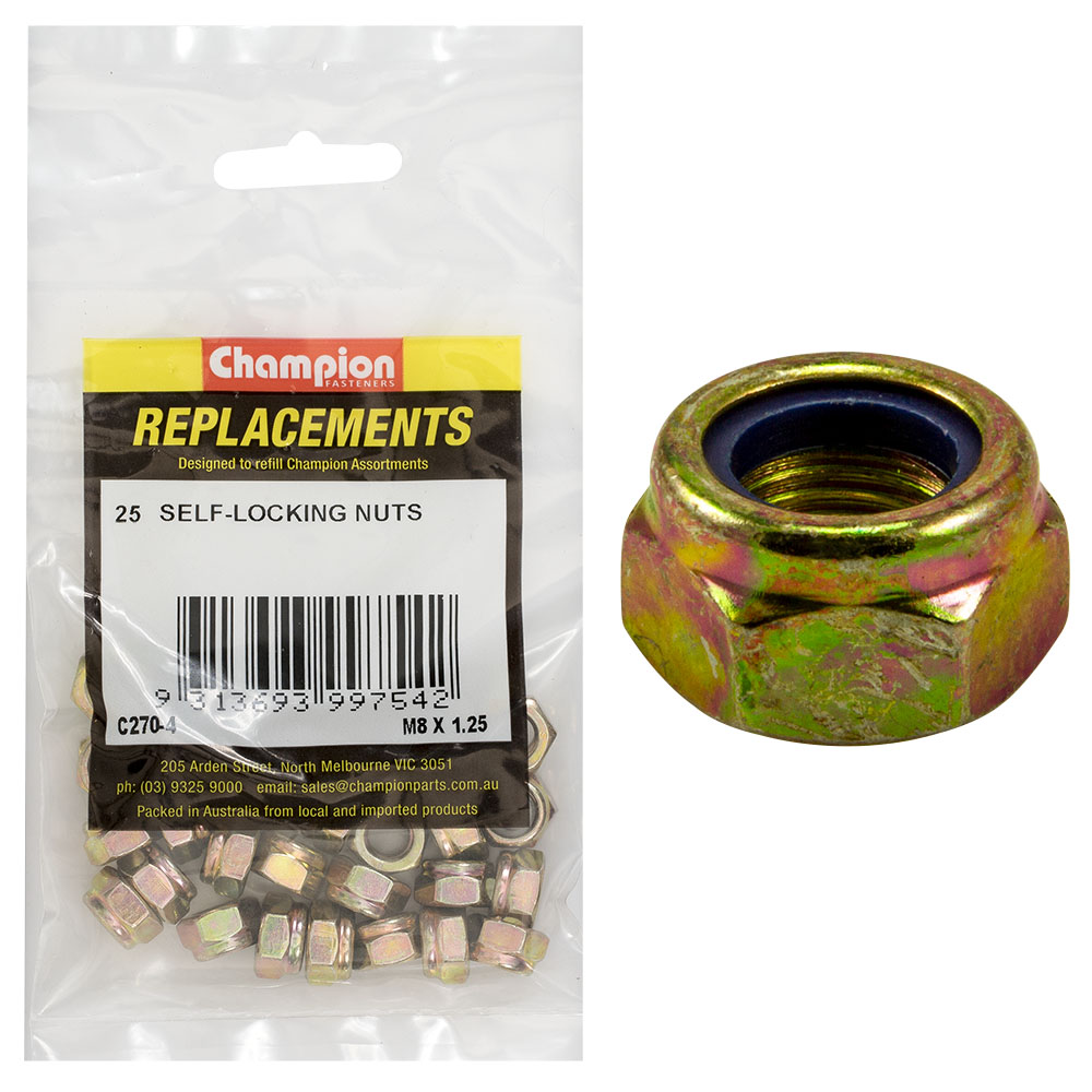 Champion M8 x 1.25 Self Locking Nut (Iso) -25pk