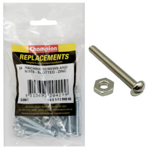 Champion 1/4 x 1-1/2in BSW Rnd Hd Machine Screw & Nut - 24pk