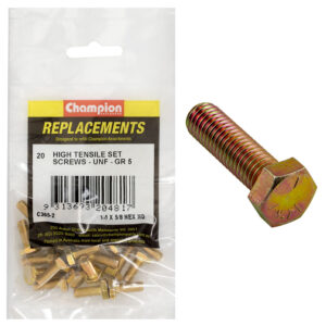 Champion 1/4in x 5/8in UNF Set Screw -Gr5 -20pk